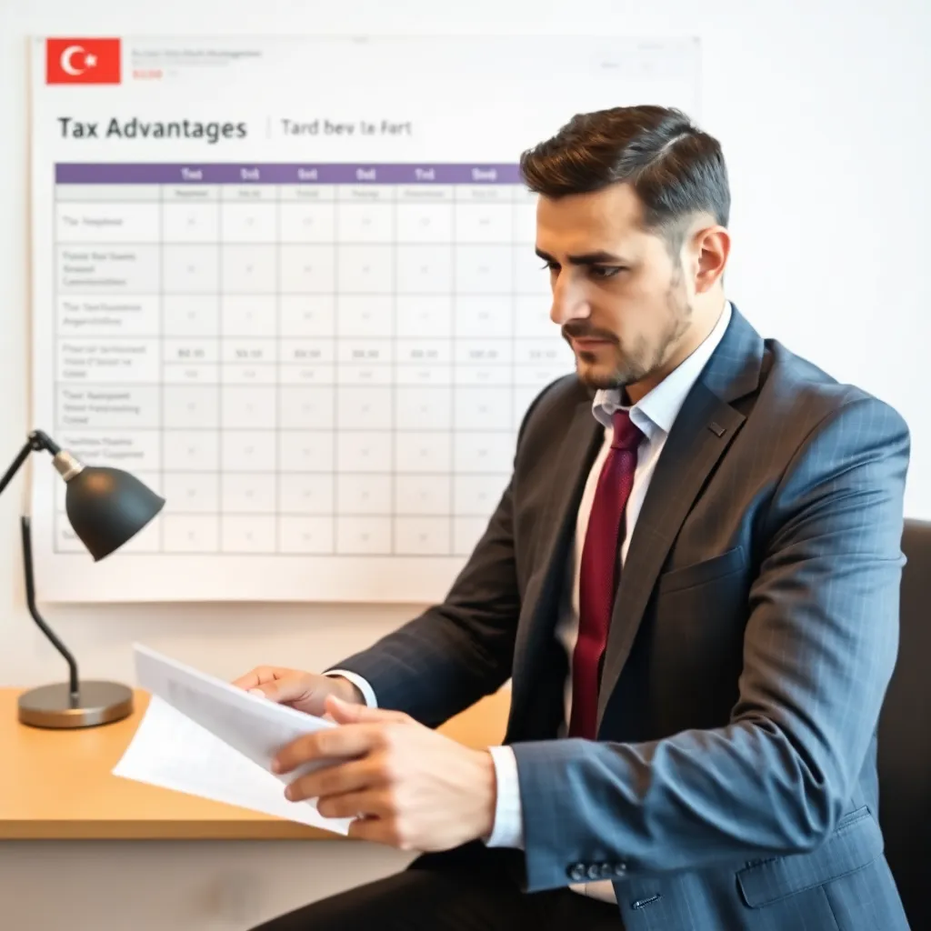 Girişimci ve finansal danışman vergi avantajlarını gösteren bir tabloya bakıyor