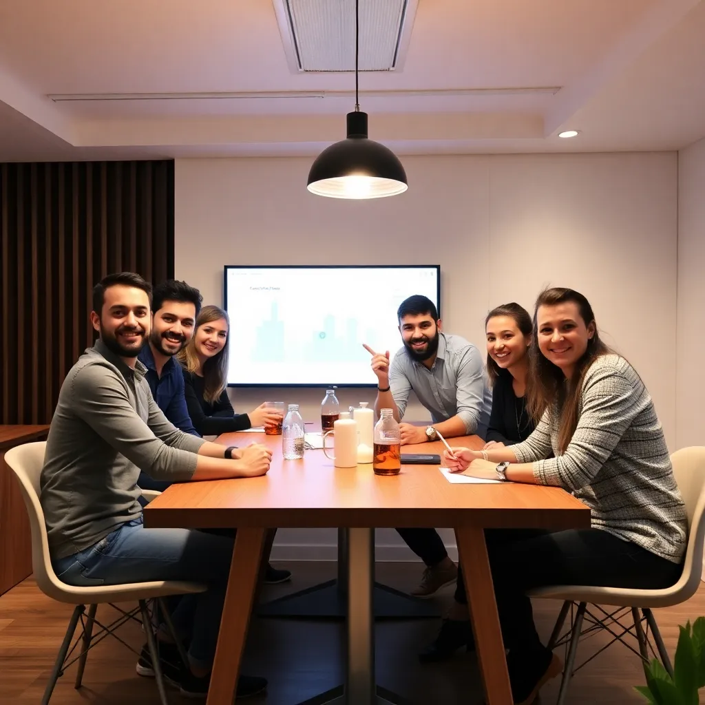 TechIstanbul ekibinin ofisinde başarılarını kutlarken